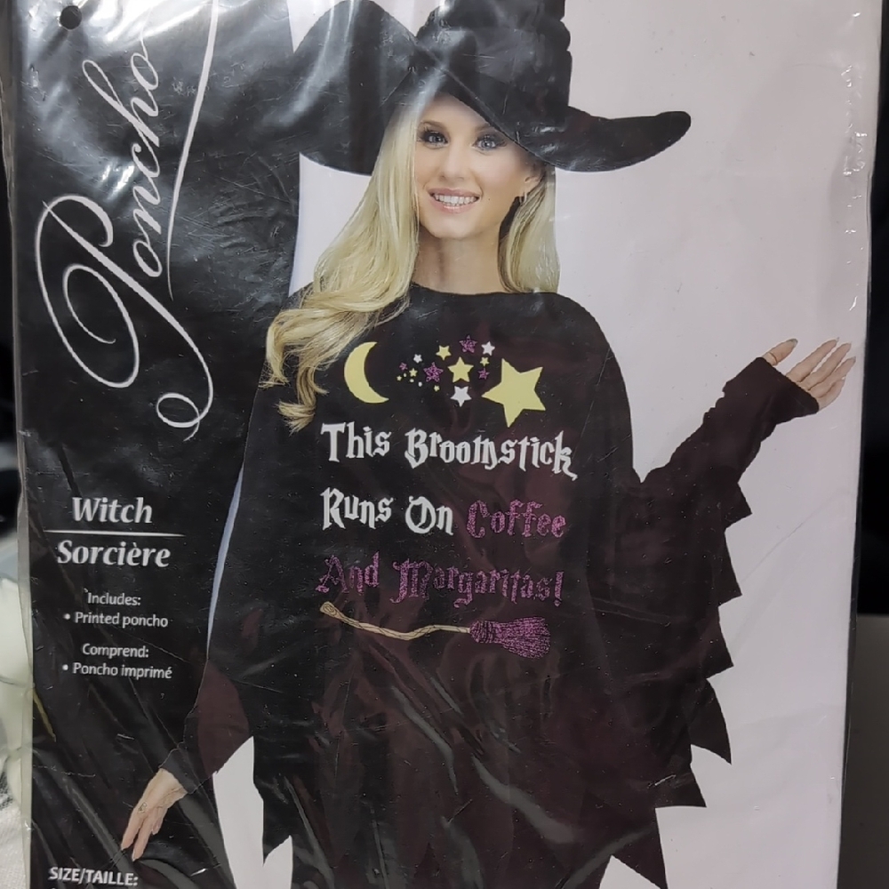 Witch Poncho "This Broomstick Run On Coffee and Margaritas"